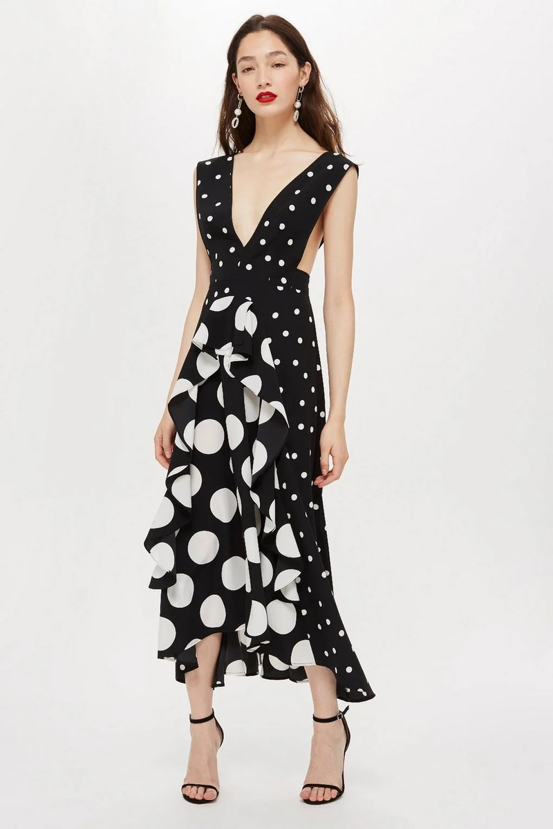 black dress for christmas Dinner Date Night Pleated Midi quality materials B-AllInOne Buy White Puff Sleeve 尺寸:30