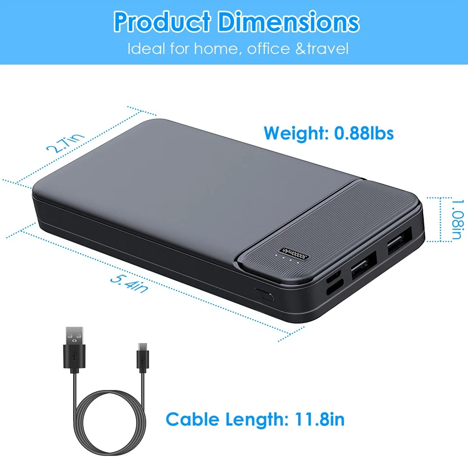 10000/20000/30000mAh Power Bank 18W Battery Pack Phone Charger for Heated Vest - Image 2 of 4