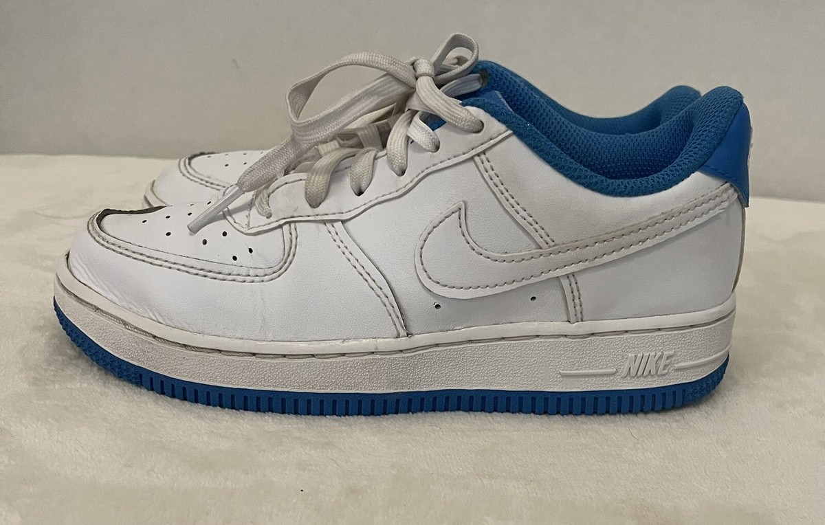 Nike Air Force 1 Low White Blue Sz 1.5Y Kids Boys | eBay