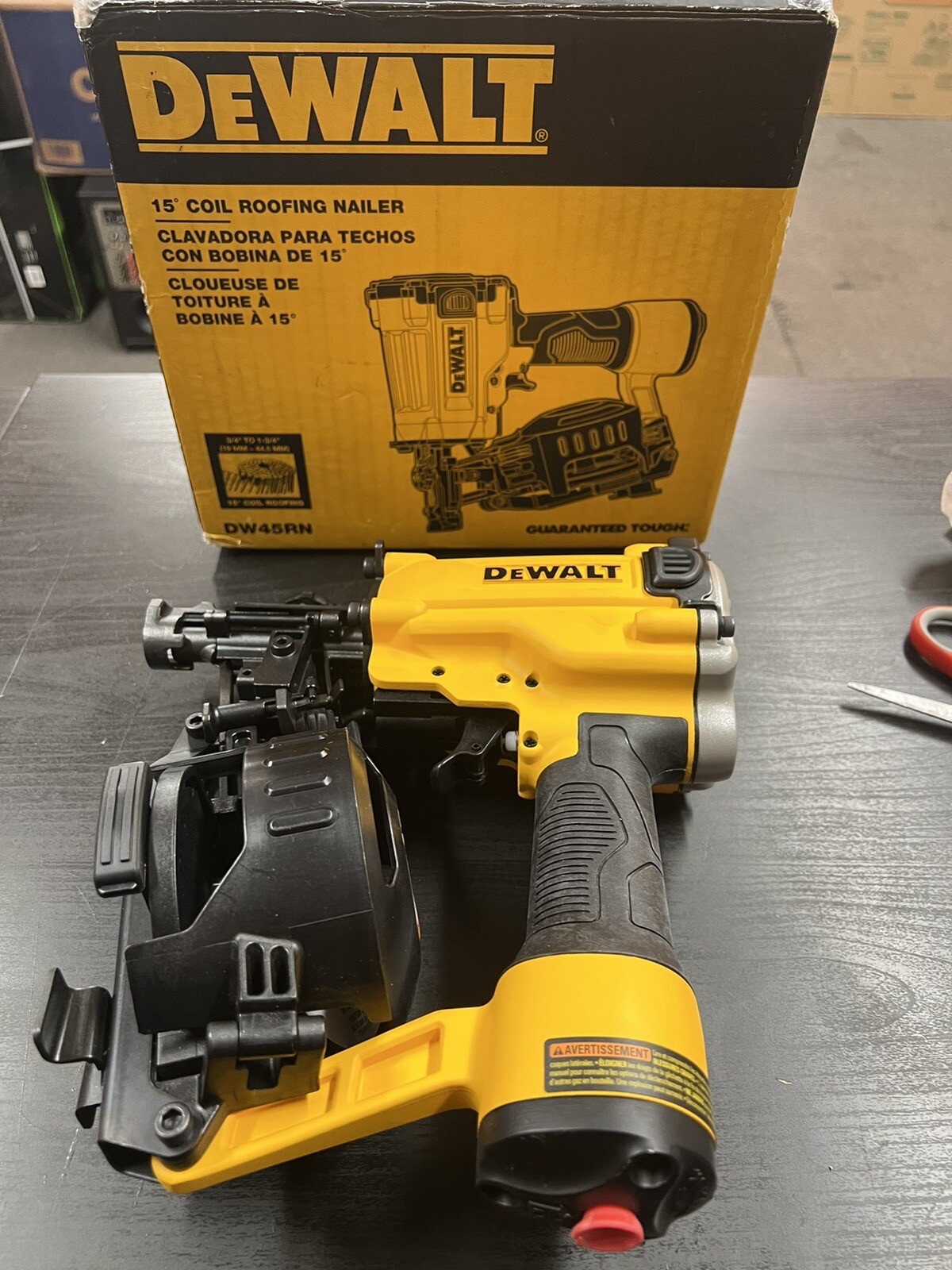 NEW DEWALT DW45RN 15 degree Coil Roofing Nailer open box eBay