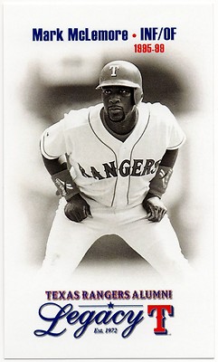Texas Rangers Alumni Legacy Team Issued Postcard Mark McLemore Color Variation