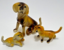 VTG Celluloid Plastic Beagle Dogs Set of 3: Mother  2 Puppies Made in Hong Kong