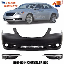Front Bumper Fascia Paintable & Lower Grille Kit For 2011-2014 Chrysler 200