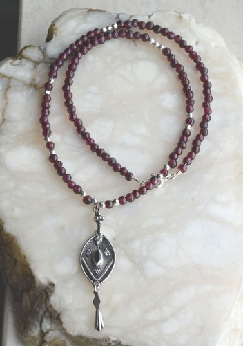 Garnet sterling silver necklace 