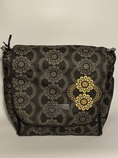Petunia Pickle Bottom Black Gray Yellow Baby Diaper Bag Messenger Bag w/ Pockets