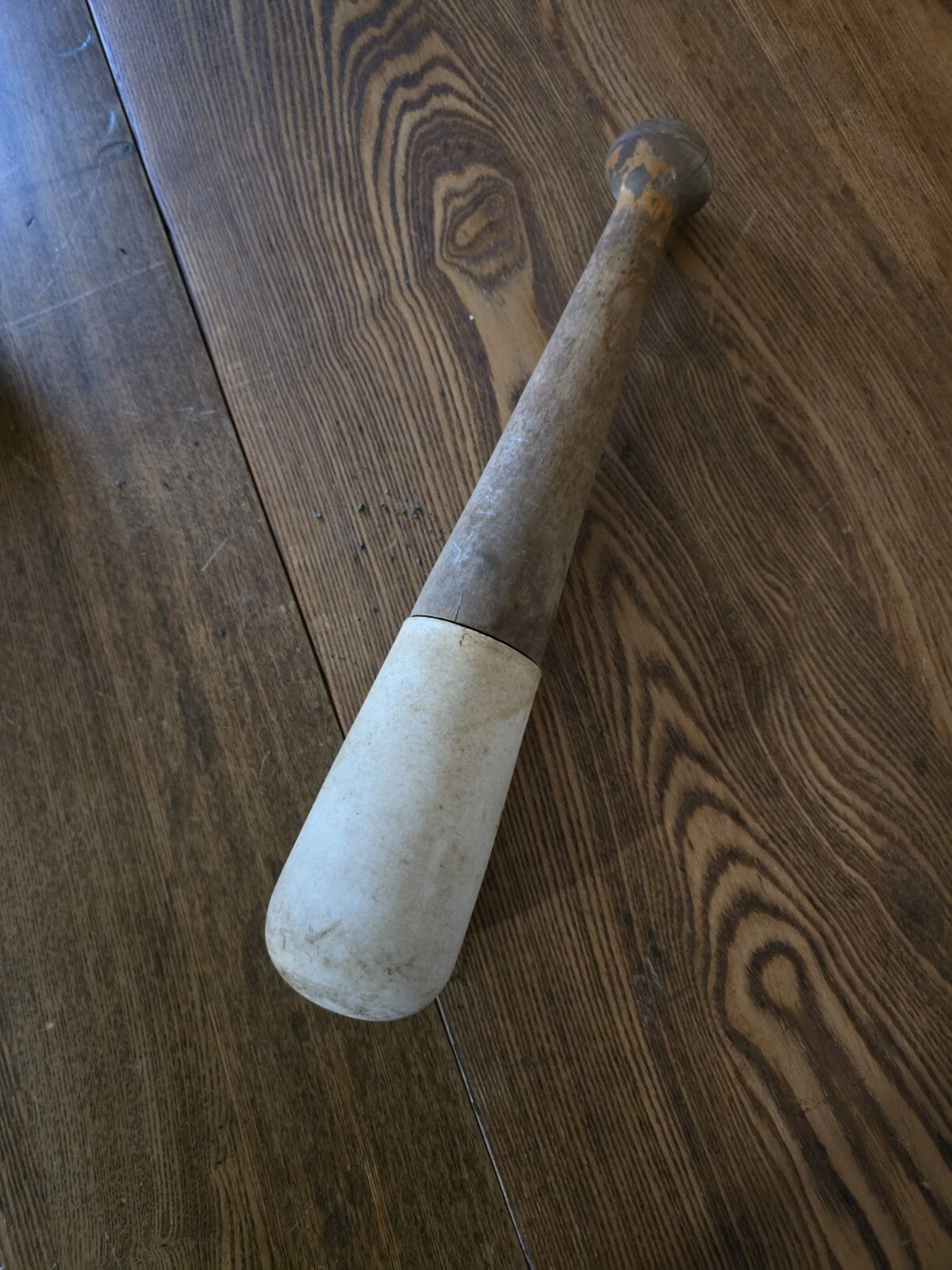 Antique Pharmacist Porcelain & Wood Handle Pestle Apothocary - Large