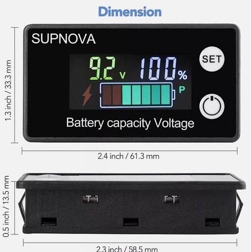 LCD Batterie Monitor 12V Digital Kapazitätstester Universal Prozentanzeige Vol - Bild 4 von 7