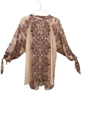 Cato Blouse Top 18/20W Sheer Romantic Floral Trellis Peasant Boho Fairycore