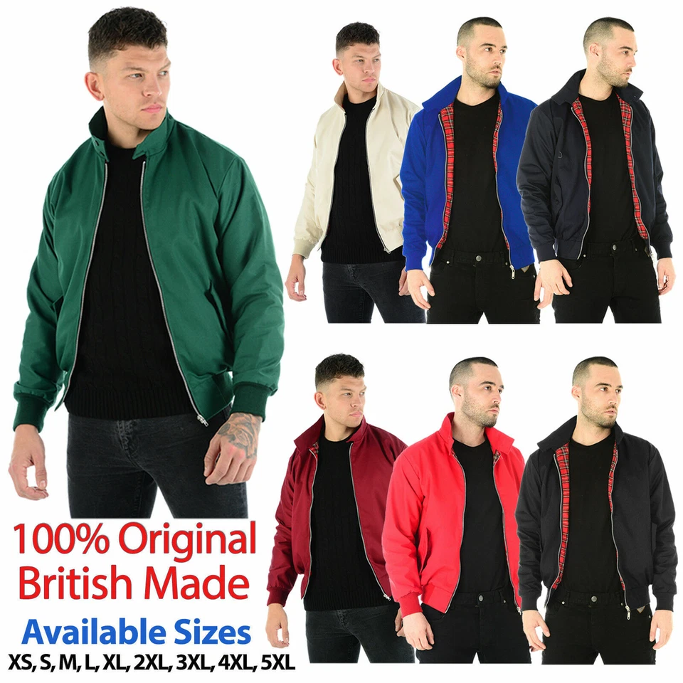 HARRINGTON JACKET MEN'S CLASSIC VINTAGE RETRO SCOOTER 1970'S BOMBER TRENDY COAT