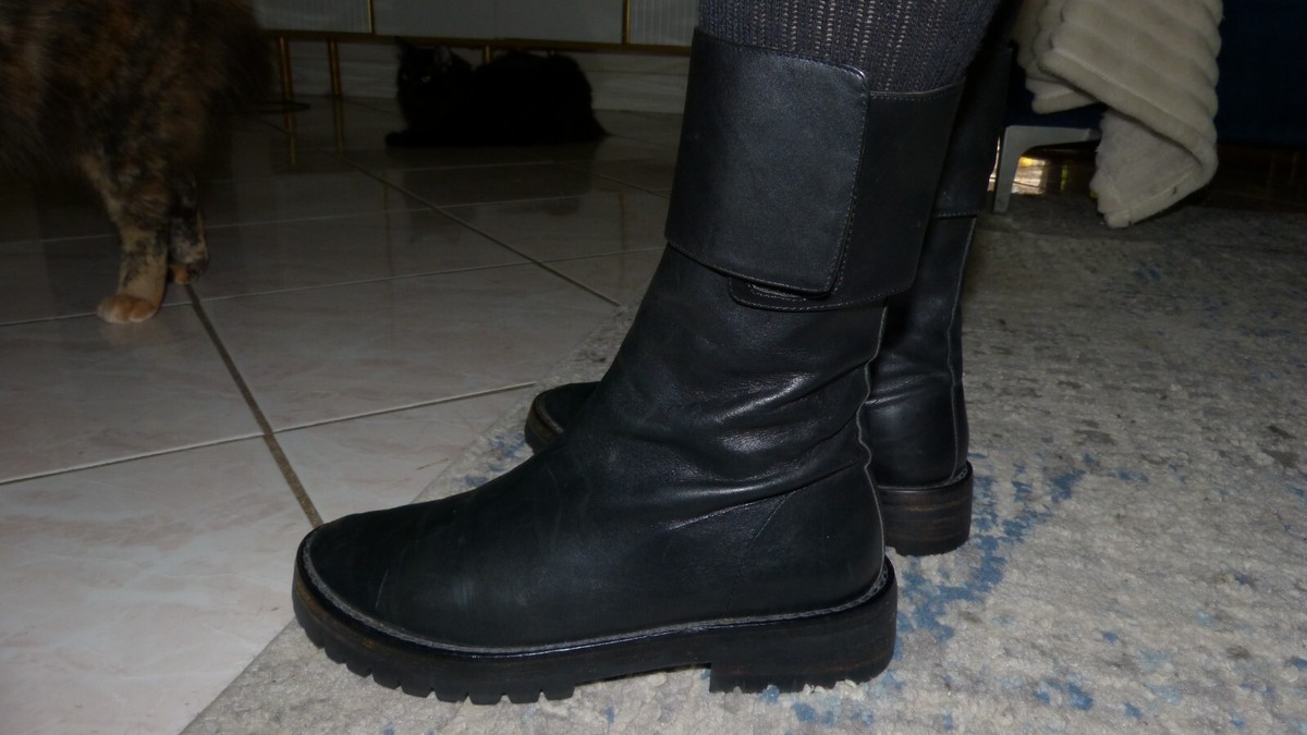 Ann Demeulemeester Black Leather Mid Calf Boots Sz EU 36 Ann Demeulemeester Black Leather Mid Calf Boots Sz EU 36