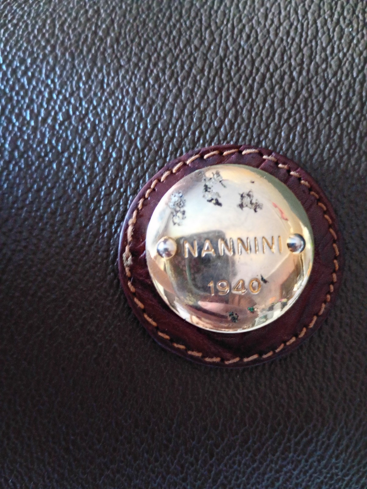 Nannini 1940 Pochette Donna Pelle Marrone Zip Fodera Multicolore Tartan