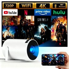 Projector 4K Smart HD LED WiFi Bluetooth HDMI Android Office Home Theater USB