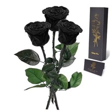 Preserved Flowers Rose Gifts for Mom Grandma, Mom 3 Roses Black -3 Roses