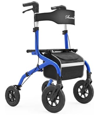 PlanetWalk Super Lightweight Rollator Walker w/Seat Blue, 300lb 10 & 8  Wheel
