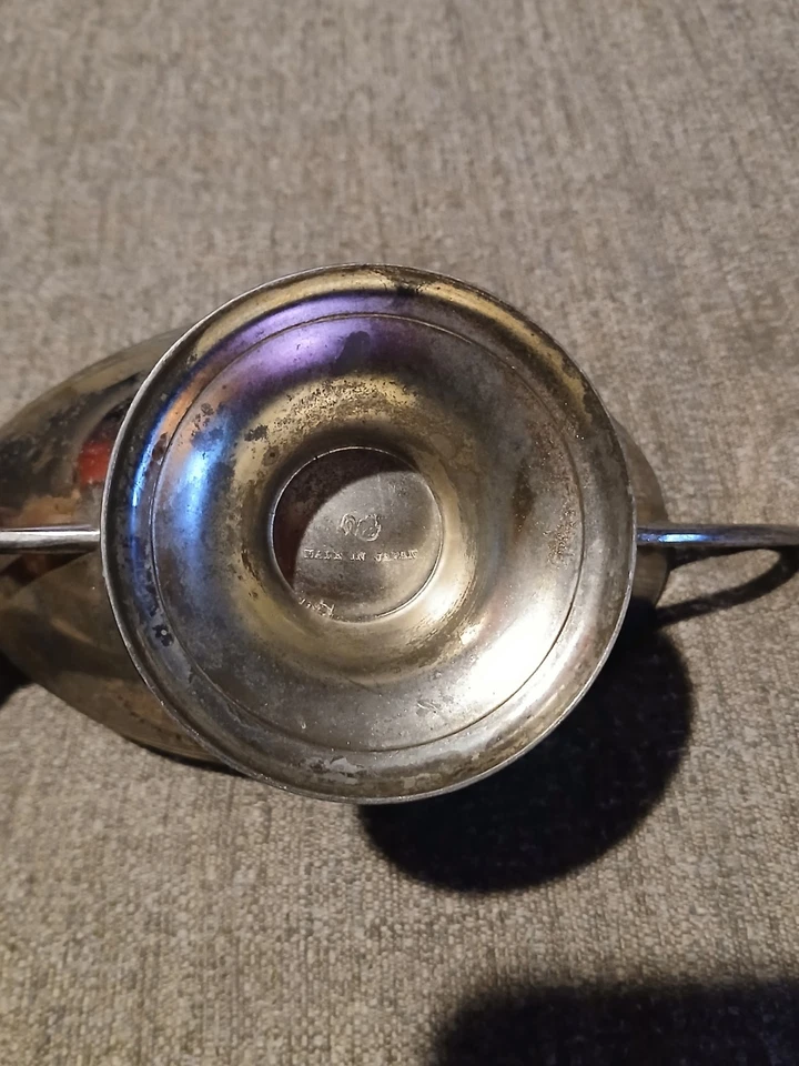 Heavy Silver Metal Oblong Pedestal Bowl With Handles Has Maker Stamp On Bottom. - Image 4 of 4