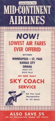 Mid-Continent Airlines timetable 1949/04/24