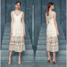 Bronx and Banco Dress Ethereal White Floral Lace Sequin Maxi Bridal Dress $680