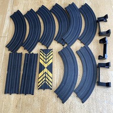 Life Like Nascar Slot Car HO Track Lot 8 Curve 3 Straight  3 Bridge Risers