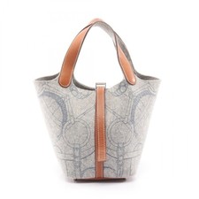 HERMES Picotin PM Tote Handbag L Feltro Pelle Swift Grigio Marrone Fauve SHW ...