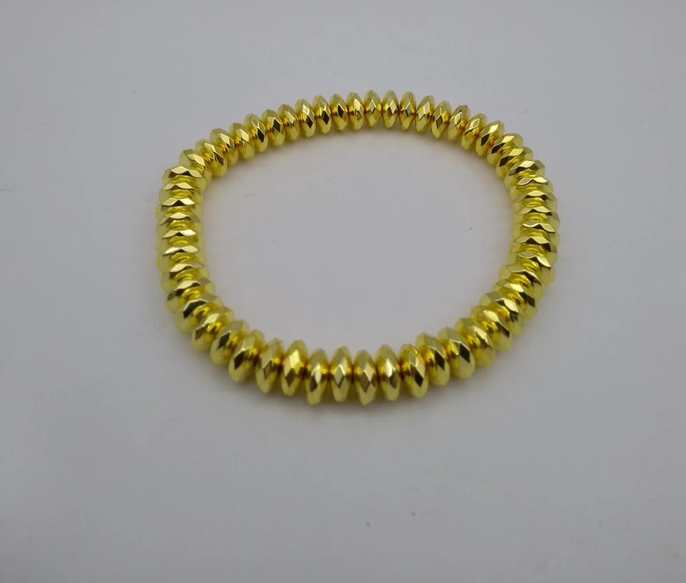 Vergoldet Hämatit Armreif Edelstein (Stretch, elastisch) handgefertigt Germany - Bild 4 von 4