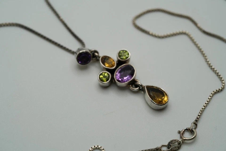 Nicky Butler Sterling Silver Multi Color Gemstone Necklace 18" JB2 - Image 3 of 4