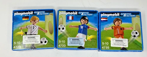 (3) NIB VTG Playmobil Soccer Football Player Set France Netherland Geramany Lot