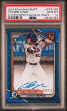 2024 Bowman Draft Carson Benge Blue Wave /150 Auto PSA 10
