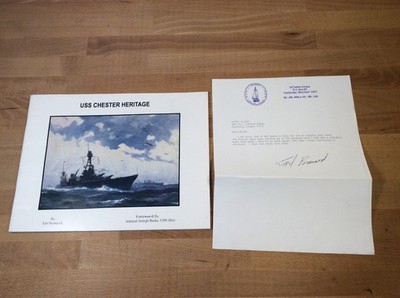 USS Chester Heritage, w/ SIGNED letter by Earl Brannock, U.S. Navy Ship History