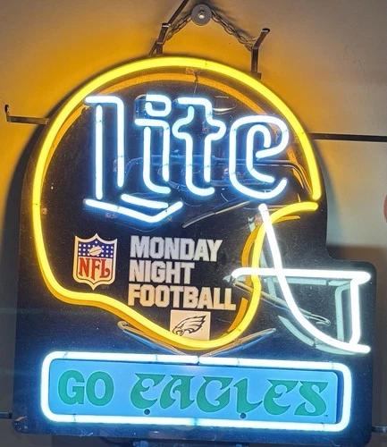 Vintage Rare Miller Lite Phila Eagles Neon Sign Monday night football AUTHENTIC