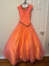 Mori Lee by Madeline Gardner Ball Gown (Orange w/ Pink) (Size 2) 