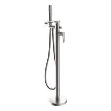 Image of Lunaris Brushed Nickel Freestanding Bath Shower Mixer Tap With Handset