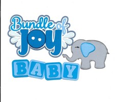 PREMADE-SCRAPBOOK PAPER PIECING-FOR LAYOUT-TITLE-BABY BOY-BLUE-BUNDLE OF JOY SET
