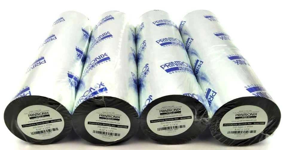 Printronix 8.66" x 1476' Premium Wax Ribbons Black 175391-007 Genuine - 4 Rolls - Image 3 of 4