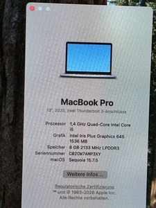 MacBook Pro 13-inch, 2020,  Zwei Thunderbolt 3 ports Display Defekt