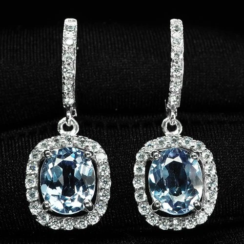 Gleaming Color Change Alexandrite 5.45Ct 925 Sterling Silver White Gold Earrings