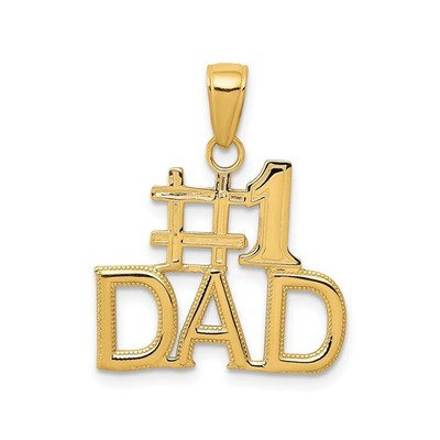 14k Gelbgold Nummer Eins Papa Anhänger Fett Block Buchstaben Vater Charm Schmuck