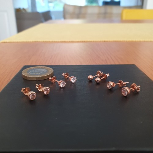 5 Pairs Rose Gold Sterling Silver Earring Stack Set - Bild 2 von 9