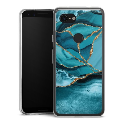 Slim Hülle für Google Pixel 3a Edelstein Glitzer Look Marmor