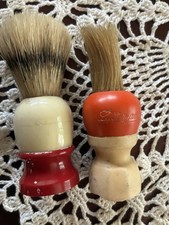 2 Vintage Shaving Brushes red and white ,orange and cream Ever-Ready made usa