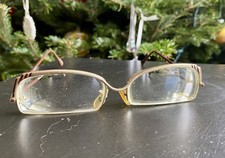 Vintage 70  s 80  s Tura Eyeglasses Frame Gold Tone Geek Nerd Glasses Japan Rare
