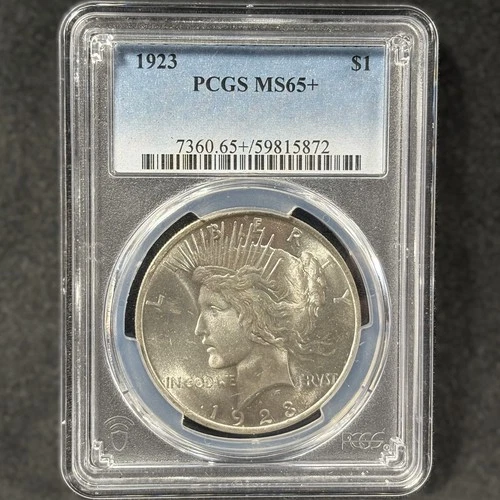 1923 $1 Peace Silver Dollar Philadelphia Mint Gem Uncirculated Plus PCGS MS 65+