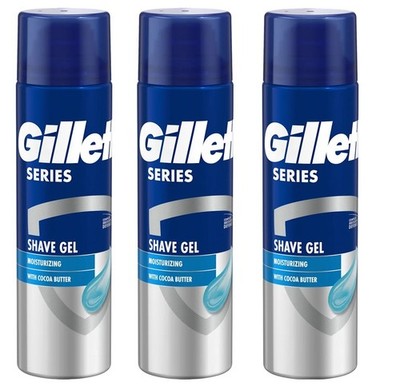 (3er PACK) GILLETTE SERIES FEUCHTIGKEITSSPENDENDES RASIERGEL MIT KAKAO 3 X 200ML