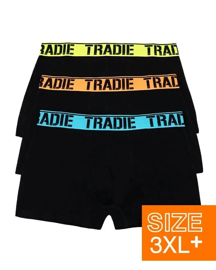 Mens Tradie 6 Pack Sizes 3-6XL Cotton Fitted Boxer Shorts Trunks - Black SK3