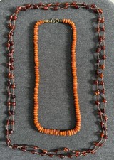 2 er Set Bernsteinketten antik - Länge 148 cm und 45 cm