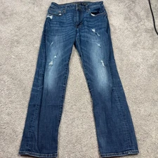American Eagle Men's 30x30 Slim Straight Dark Wash Destressed Jeans