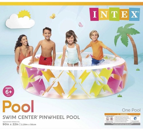 Intex Pinwheel Wide Side Walls Inflatable Pool Swim Center 90" x 22" 222 Gal - Picture 2 of 3