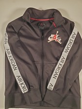 Nike Air Jordan Boys Jumpman Track Jacket Black Full Zip Tape Logo Sleeve Size M