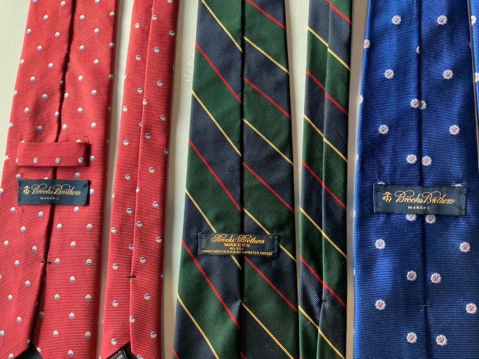 Lote de 3 gravatas Brooks Brothers masculinas Repp 100% seda 3,75”-4” largura 57-58” comprimento em excelente estado usado - Imagem 3 de 4