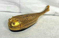 Fish Trinket Box Vintage Gold Leafed Burmese Lacquerware