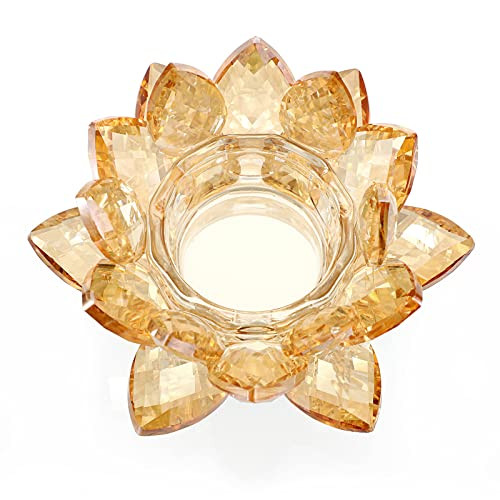 Crystal Lotus Flower Tea Light Holder - Lotus Petals Votive Candle Holder,